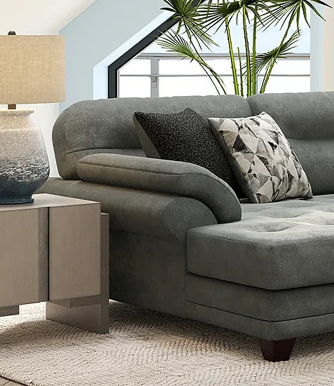 Gray Padded Microfiber Sectional – Space-Saving Living Room Comfort for Small Apartments - Galaly Furniture TX