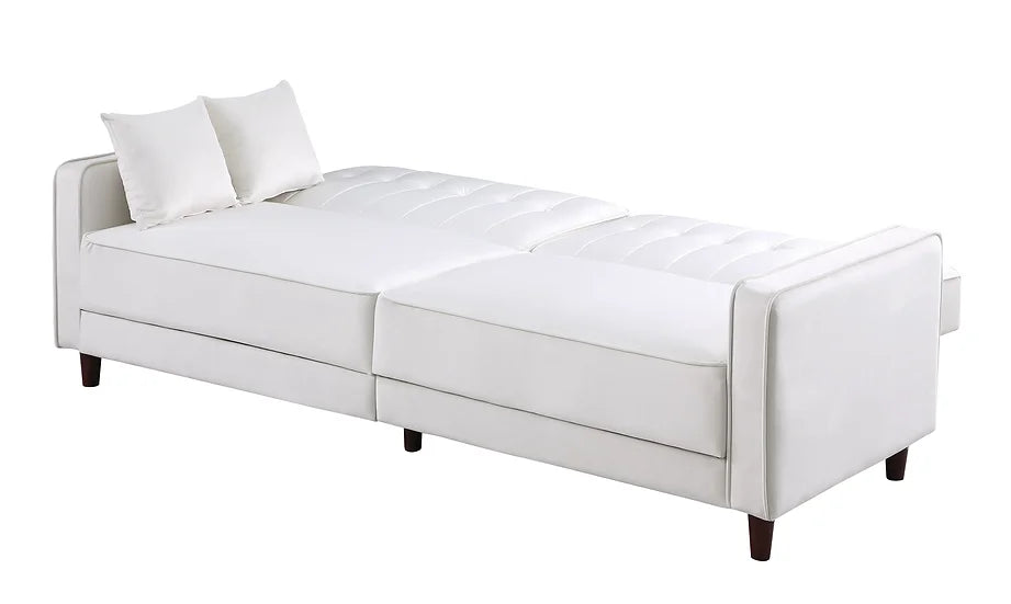 Cream Microfiber Sofa Bed & Loveseat Bed Set – Space-Saving Living Room Solution for Small Apartments