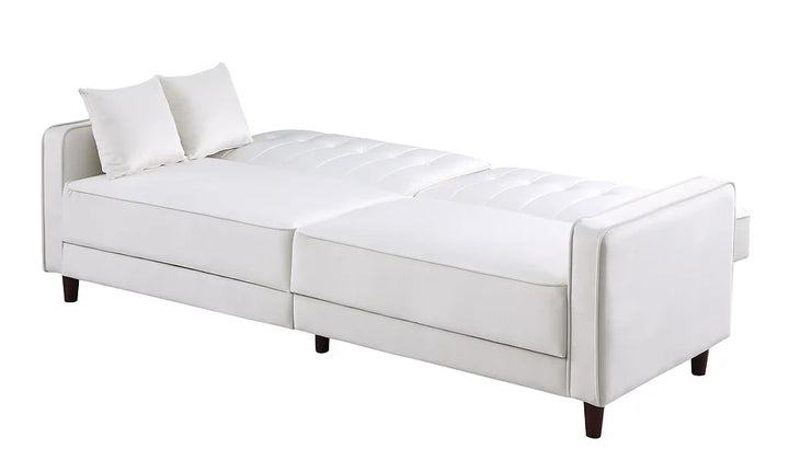 Cream Microfiber Sofa Bed & Loveseat Bed Set – Space-Saving Living Room Solution for Small Apartments