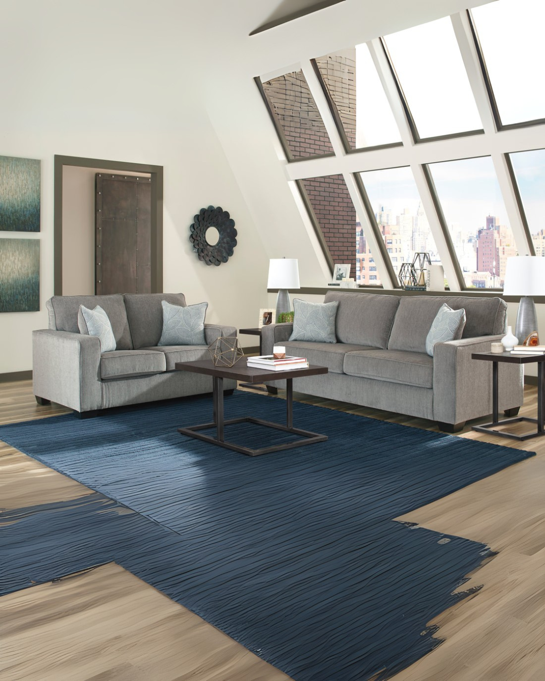 Dove Gray Modern Comfort Sofa & Loveseat Set – Space-Saving Living Room Solution