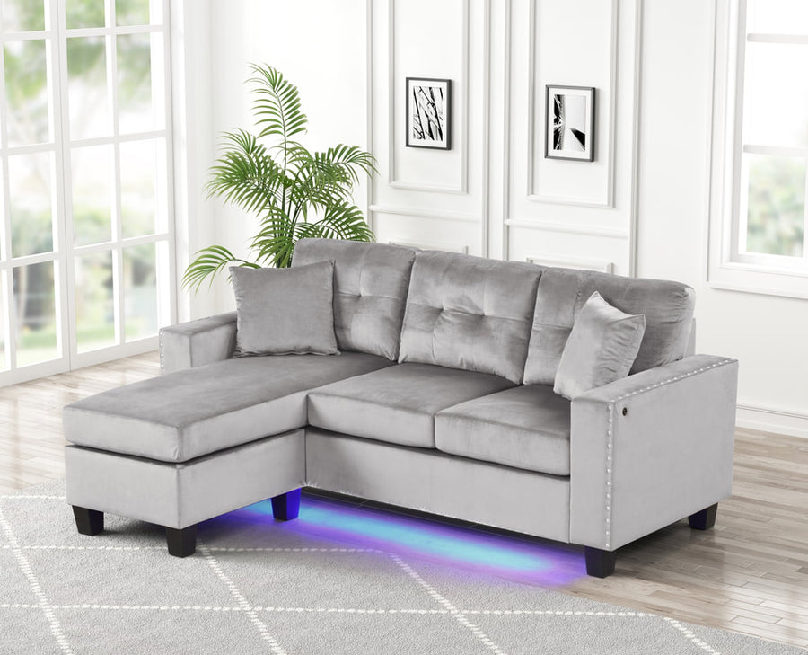 Light Grey Space-Saving Sectional Sofa – Durable Microfiber Living Room Solution for Small Apartments - Galaly Furniture TX