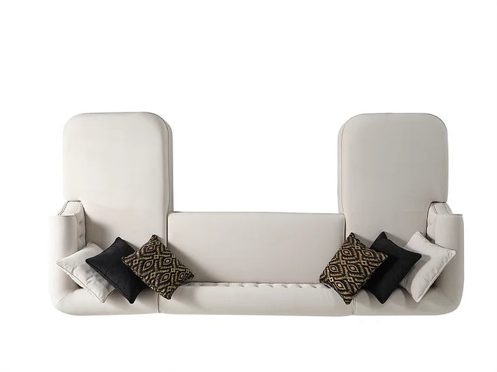 Cream Microfiber Sectional Sofa – Space-Saving Living Room Furniture for Small Apartments - Galaly Furniture TX