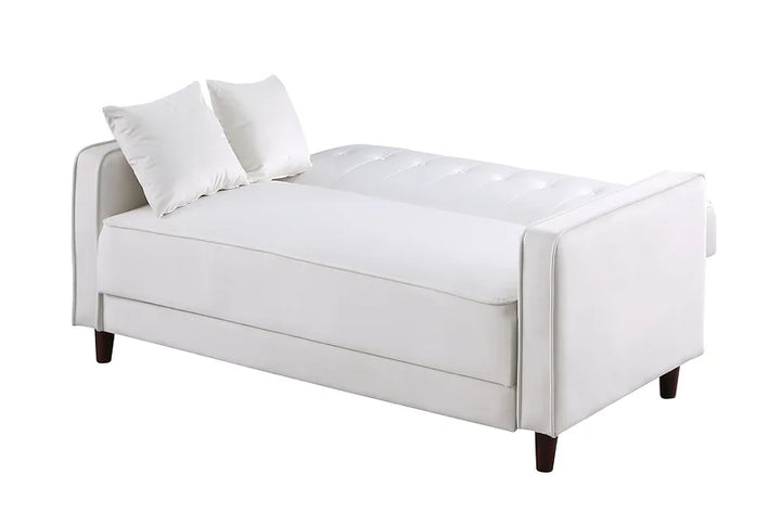 Cream Microfiber Sofa Bed & Loveseat Bed Set – Space-Saving Living Room Solution for Small Apartments