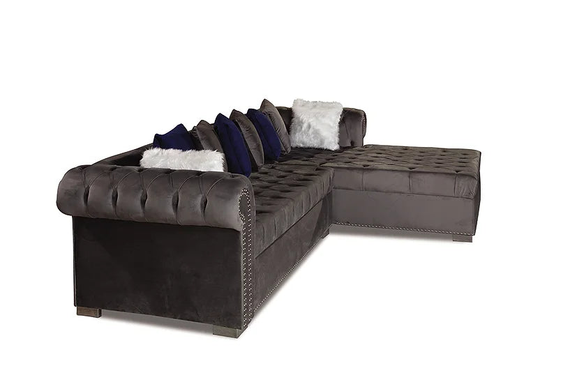 Grey Microfiber Sectional Sofa – Spacious Comfort for Small Apartment Living Rooms - Galaly Furniture TX