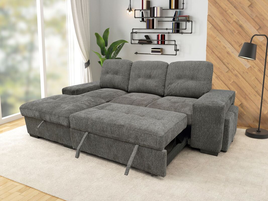 Gray Microfiber Reclining Sectional Sofa Set – Space-Saving Living Room Furniture for Small Apartments - Galaly Furniture TX
