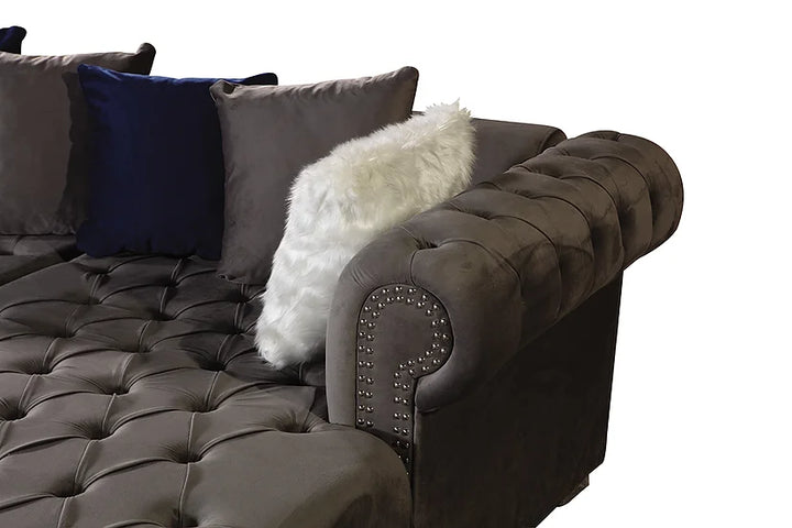 Grey Microfiber Sectional Sofa – Spacious Comfort for Small Apartment Living Rooms - Galaly Furniture TX
