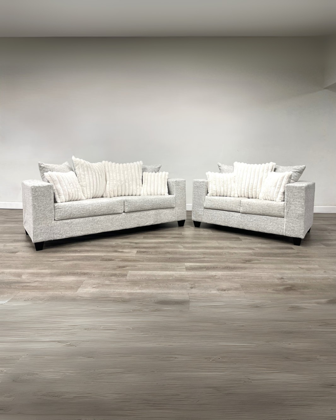 Urban Cloud White & Gray Sofa Set – Modern Space-Saving Living Room Furniture for Apartments