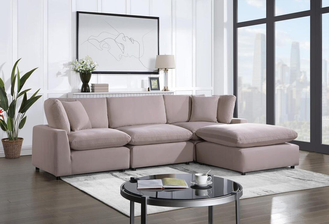 Beige Space-Saver Sectional Sofa – Compact, Durable Microfiber Living Room Seating for Small Apartments