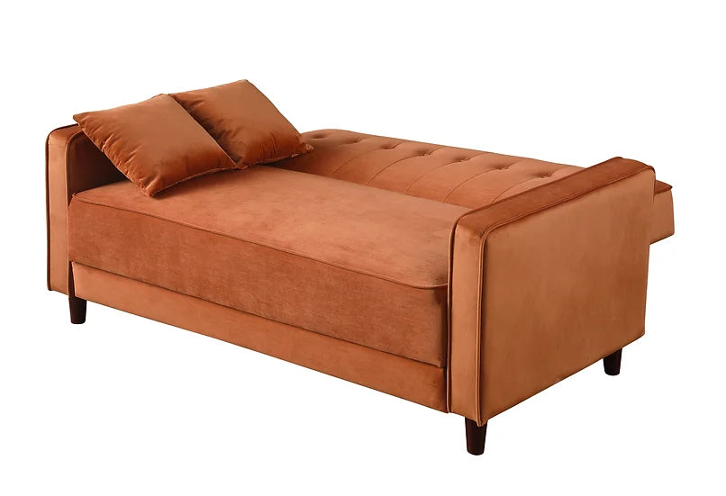 Rust Microfiber Sofa Bed & Loveseat Set – Space-Saving Living Room Furniture for Small Apartments - Galaly Furniture TX