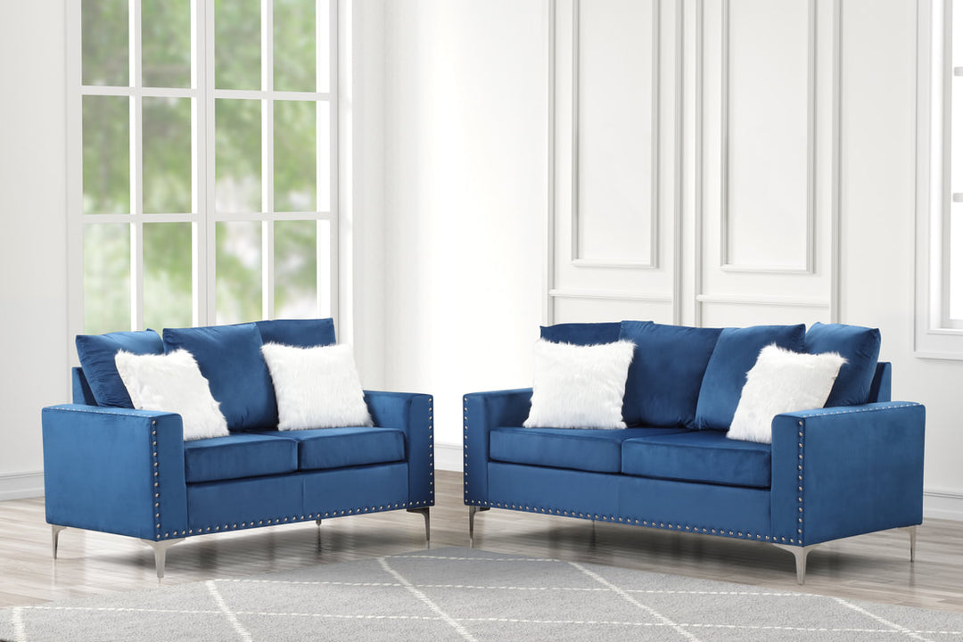 Sea Foam Blue Microfiber Love Seat – Space-Saving Living Room Furniture for Small Apartments - Galaly Furniture TX