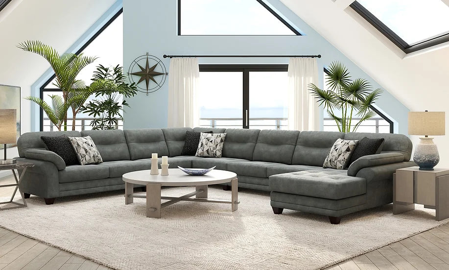 Gray Padded Microfiber Sectional – Space-Saving Living Room Comfort for Small Apartments - Galaly Furniture TX