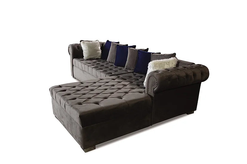 Grey Microfiber Sectional Sofa – Spacious Comfort for Small Apartment Living Rooms - Galaly Furniture TX