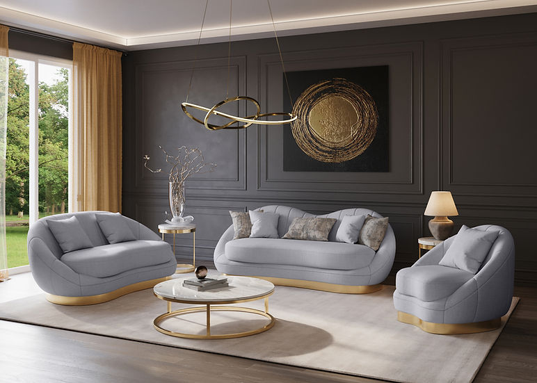 Gray Microfiber Living Room Set – Space-Saving Sofa, Loveseat & Chair for Small Apartments - Galaly Furniture TX