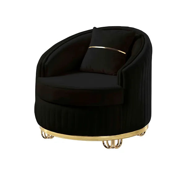 Black Velvet Living Room Set – Sofa, Loveseat & Chair | Compact Comfort for Small Apartment Spaces
