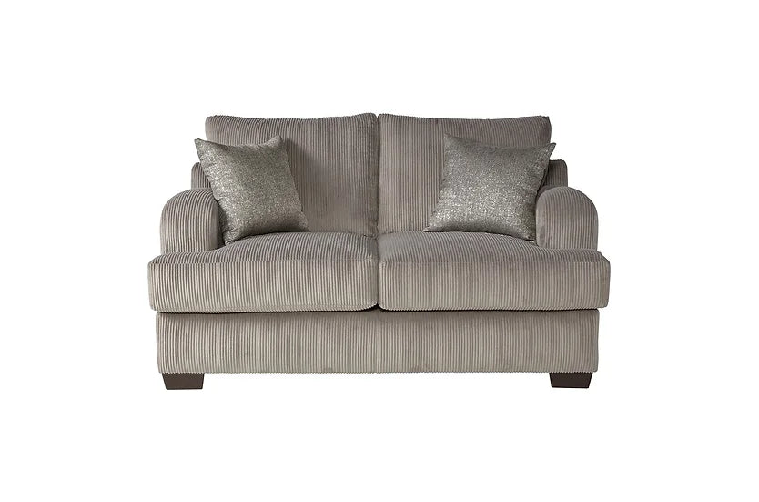 Grey Fabric Sofa & Loveseat Set – Space-Saving Living Room Furniture for Small Apartments