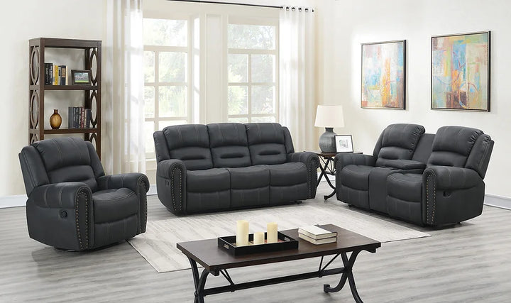 Dark Grey Fabric Reclining Sofa Set for Small Apartments – Space-Saving Comfort & Functionality - Galaly Furniture TX