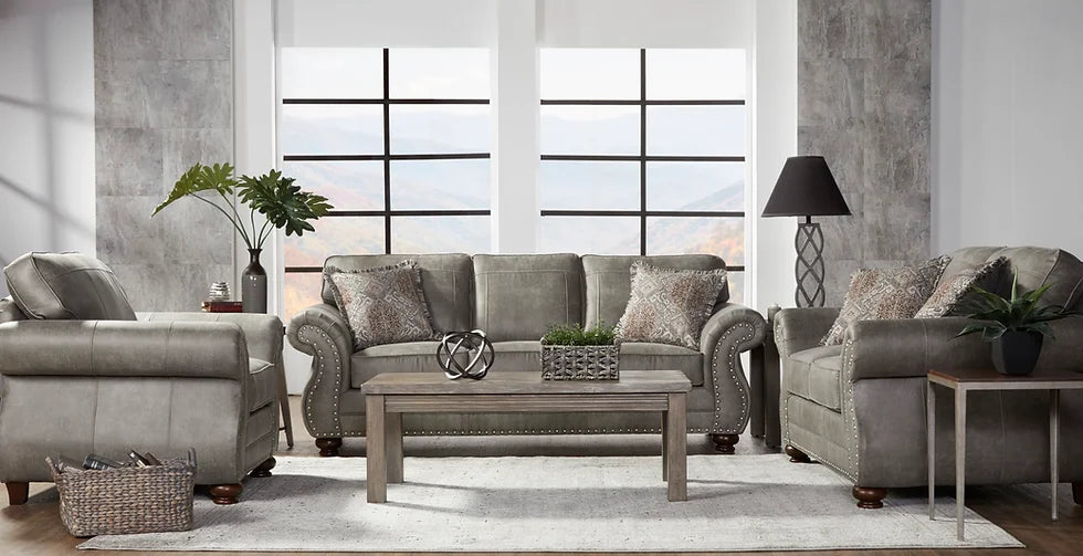 Grey Performance Microfiber Sofa & Loveseat Set – Space-Saving Living Room Furniture for Small Apartments - Galaly Furniture TX