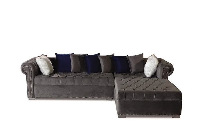 Grey Microfiber Sectional Sofa – Spacious Comfort for Small Apartment Living Rooms - Galaly Furniture TX