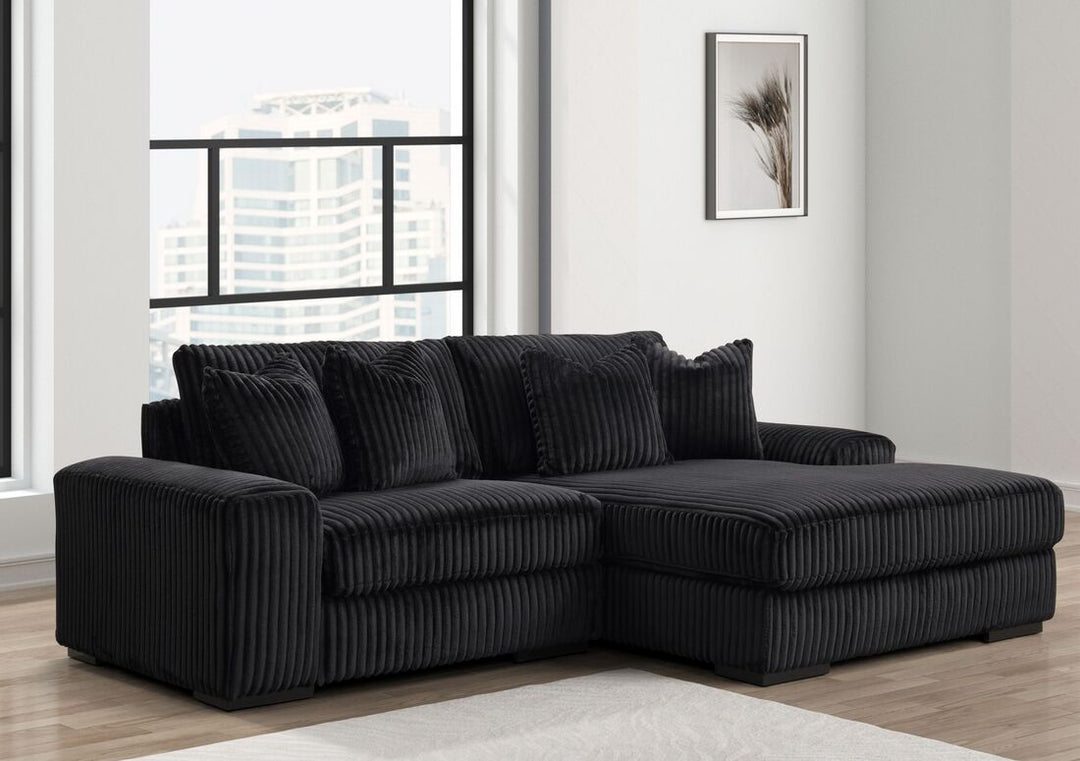 Compact Black Microfiber Sectional – Space-Saving Living Room Sofa for Small Apartments - Galaly Furniture TX