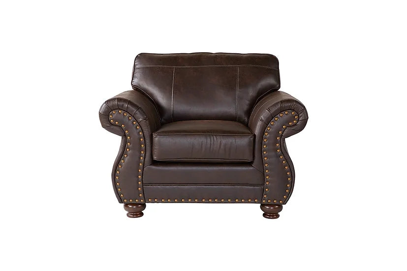 Brown Polished Fabric Living Room Set – Sofa, Loveseat, Chair & Ottoman for Small Apartments