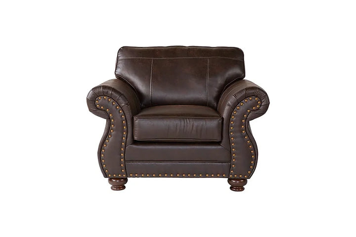 Brown Polished Fabric Living Room Set – Sofa, Loveseat, Chair & Ottoman for Small Apartments