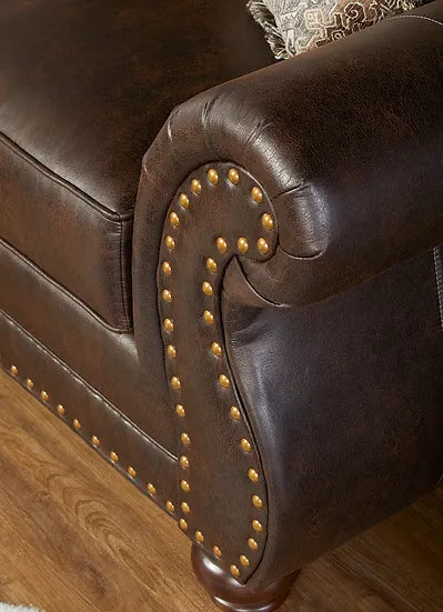 Brown Polished Fabric Living Room Set – Sofa, Loveseat, Chair & Ottoman for Small Apartments