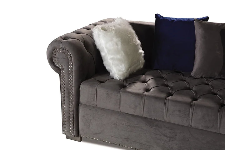 Grey Microfiber Sectional Sofa – Spacious Comfort for Small Apartment Living Rooms - Galaly Furniture TX