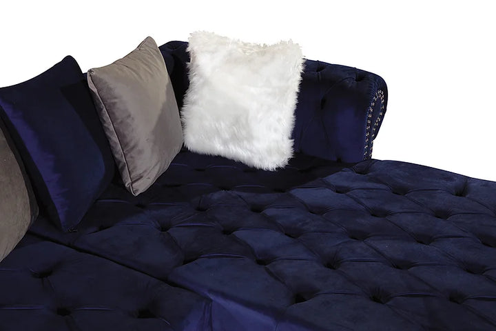 Blue Microfiber Sectional Sofa – Spacious Comfort for Small Apartments, Extra Pillows Included - Galaly Furniture TX