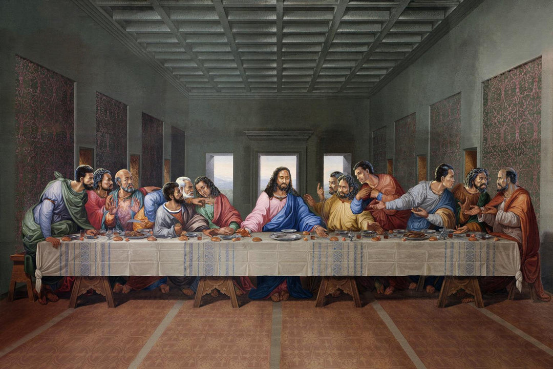 Tempered Glass Wall Art — Classic Long-Format Dinner Scene