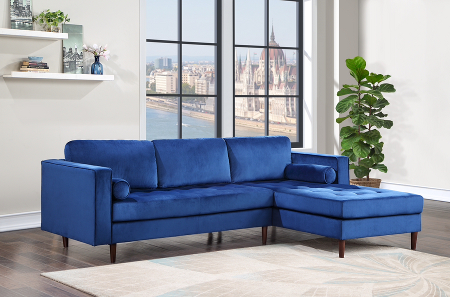 Navy Blue Space-Saver Sectional Sofa – Durable Microfiber Living Room Solution for Small Apartments - Galaly Furniture TX