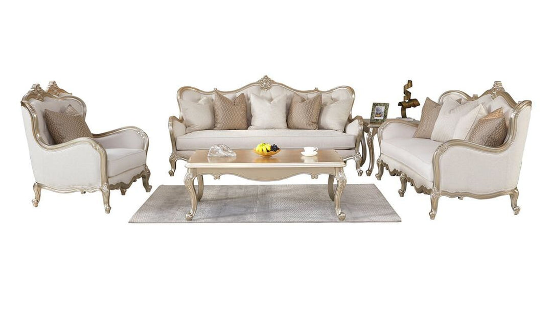 White Microfiber Sofa & Loveseat Set – Compact Living Room Furniture for Small Apartments