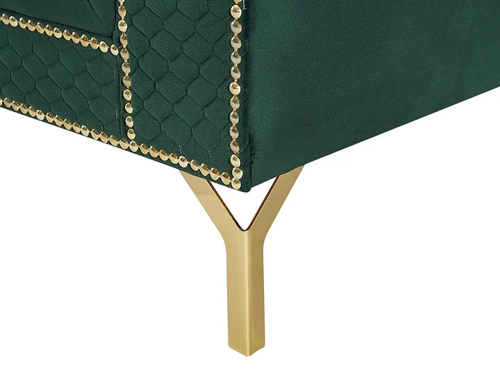 Emerald Velvet Reversible Sectional Sofa with Chaise – Space-Saving Living Room Furniture for Small Apartments - Galaly Furniture TX