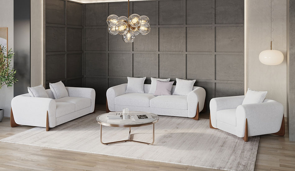 White Microfiber Living Room Set – Space-Saving Sofa, Loveseat & Chair for Small Apartments