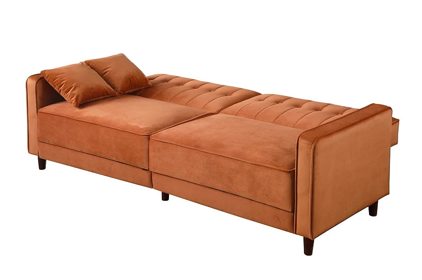 Rust Microfiber Sofa Bed & Loveseat Set – Space-Saving Living Room Furniture for Small Apartments - Galaly Furniture TX
