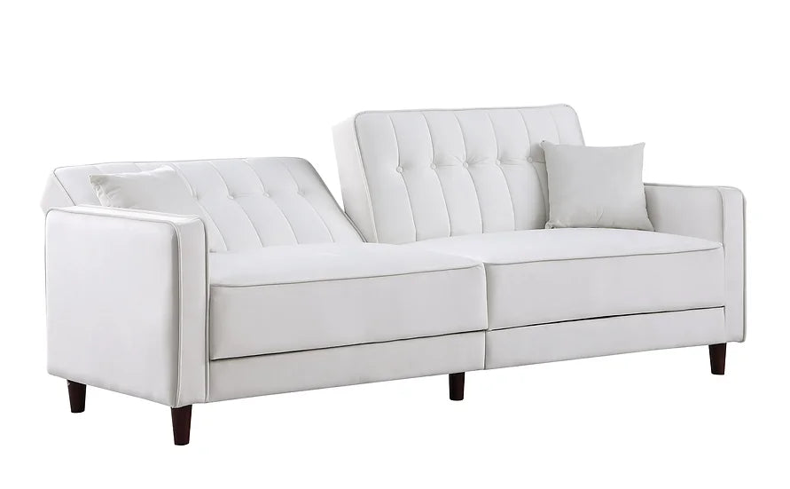 Cream Microfiber Sofa Bed & Loveseat Bed Set – Space-Saving Living Room Solution for Small Apartments