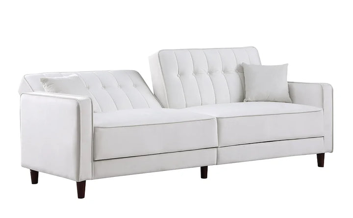 Cream Microfiber Sofa Bed & Loveseat Bed Set – Space-Saving Living Room Solution for Small Apartments