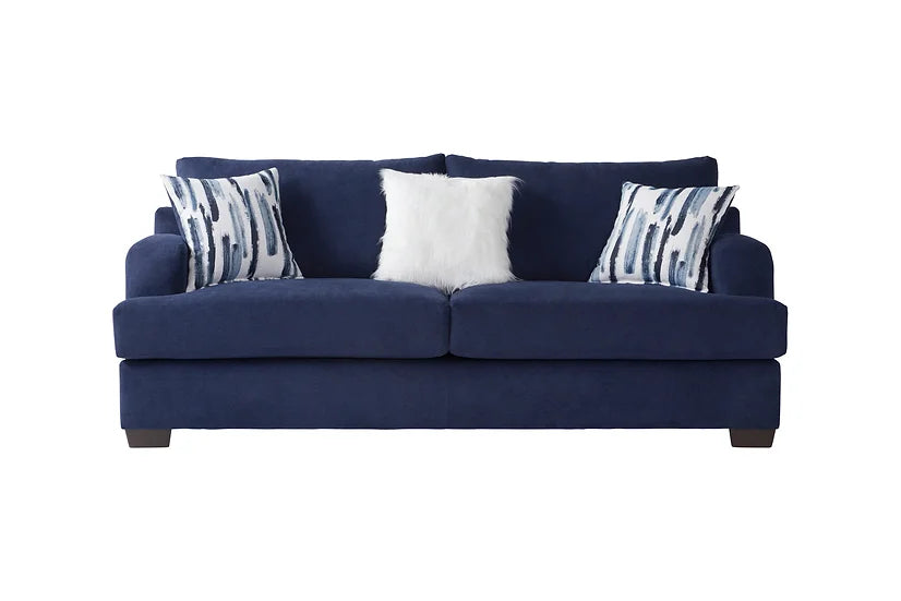 Navy Blue Microfiber Sofa & Loveseat Set – Space-Saving Living Room Furniture for Small Apartments - Galaly Furniture TX