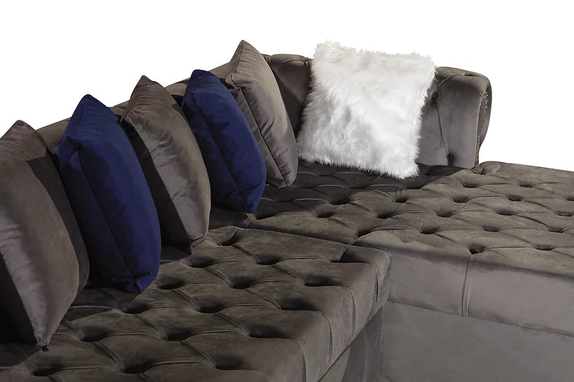 Grey Microfiber Sectional Sofa – Spacious Comfort for Small Apartment Living Rooms - Galaly Furniture TX