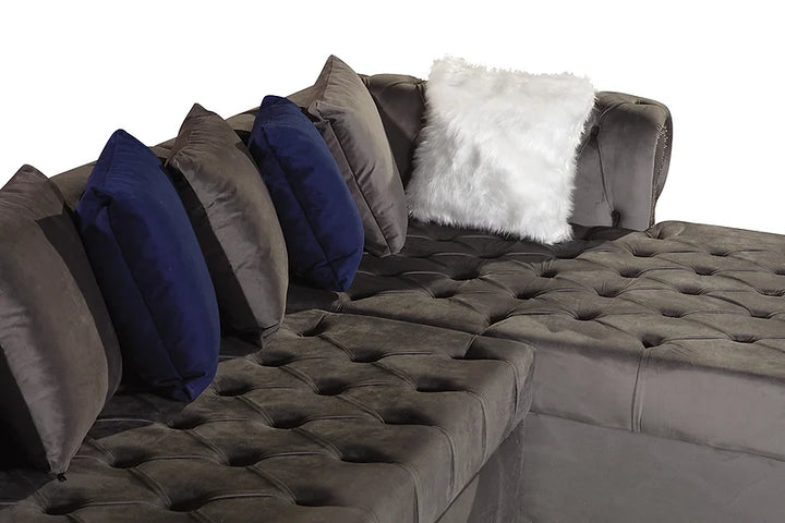 Grey Microfiber Sectional Sofa – Spacious Comfort for Small Apartment Living Rooms - Galaly Furniture TX
