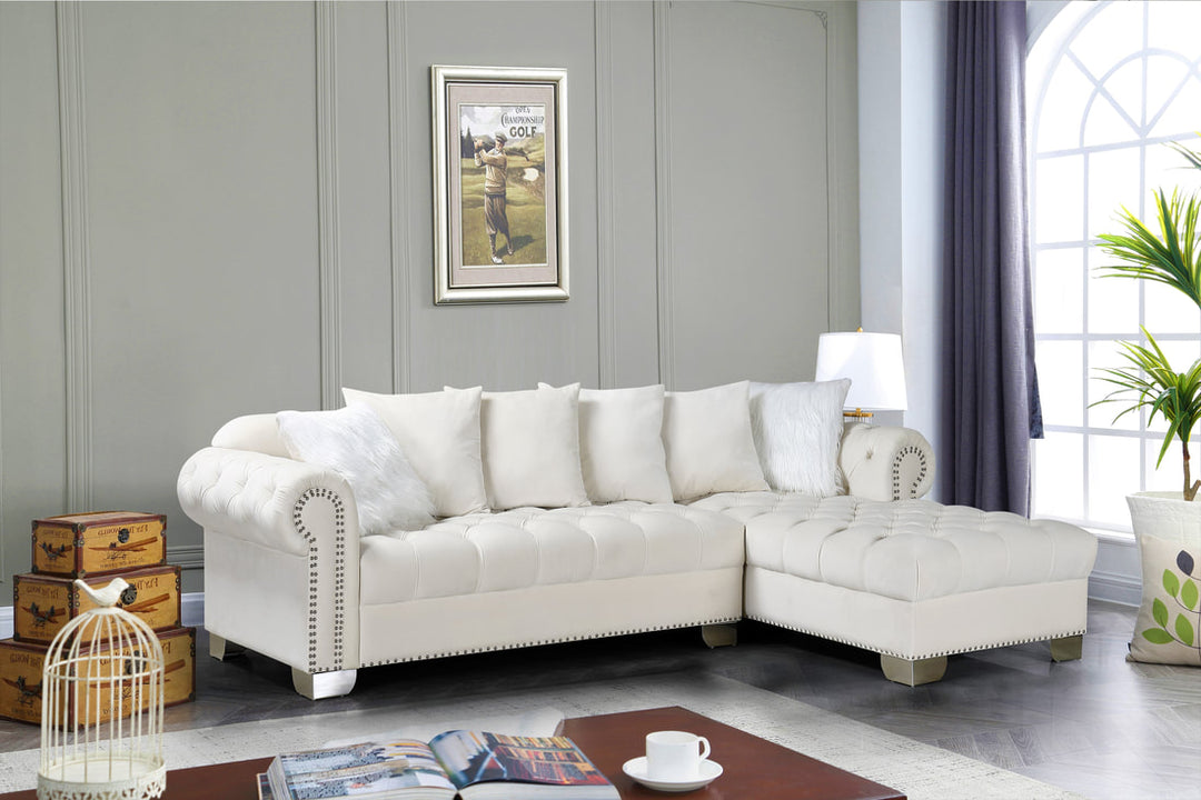 White Microfiber Space-Saving Sectional Sofa – Modern Living Room Furniture for Small Apartments - Galaly Furniture TX