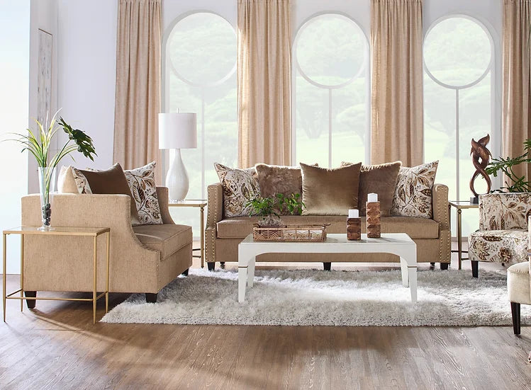 Caramel Microfiber Sofa & Loveseat Set – Space-Saving Living Room Furniture for Small Apartments - Galaly Furniture TX