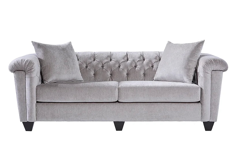 Silver Microfiber Sofa & Loveseat Set – Space-Saving Living Room Furniture for Small Apartments - Galaly Furniture TX