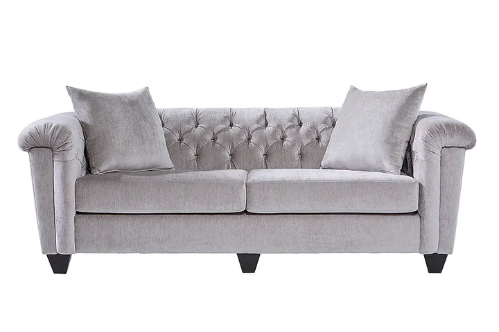 Silver Microfiber Sofa & Loveseat Set – Space-Saving Living Room Furniture for Small Apartments - Galaly Furniture TX