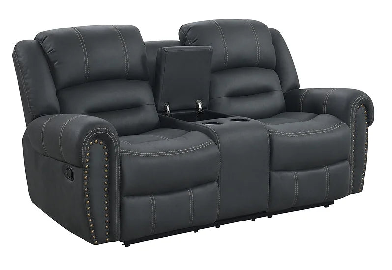 Dark Grey Fabric Reclining Sofa Set for Small Apartments – Space-Saving Comfort & Functionality - Galaly Furniture TX