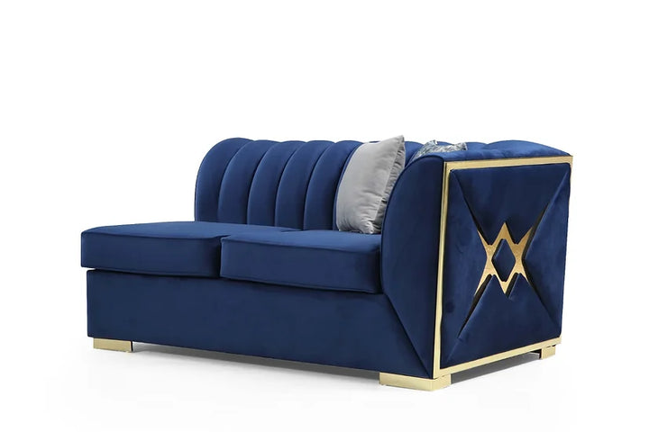Blue Velvet Sectional Sofa – Space-Saving Living Room Furniture for Small Apartments - Galaly Furniture TX