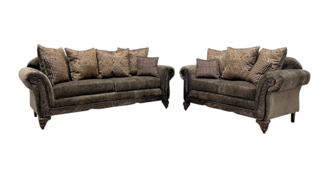 Brown Microfiber Sofa & Loveseat Set – Space-Saving Living Room Furniture for Small Apartments - Galaly Furniture TX