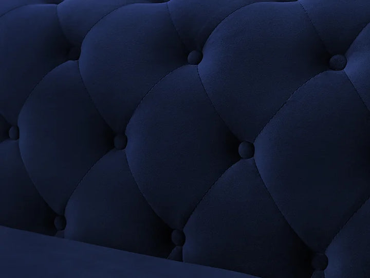 Blue Velvet Reversible Sectional Sofa with Chaise – Space-Saving Living Room Furniture for Small Apartments - Galaly Furniture TX