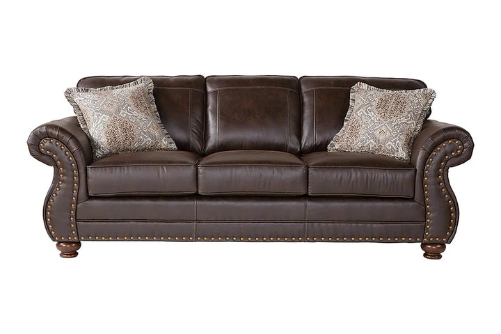 Brown Polished Fabric Living Room Set – Sofa, Loveseat, Chair & Ottoman for Small Apartments